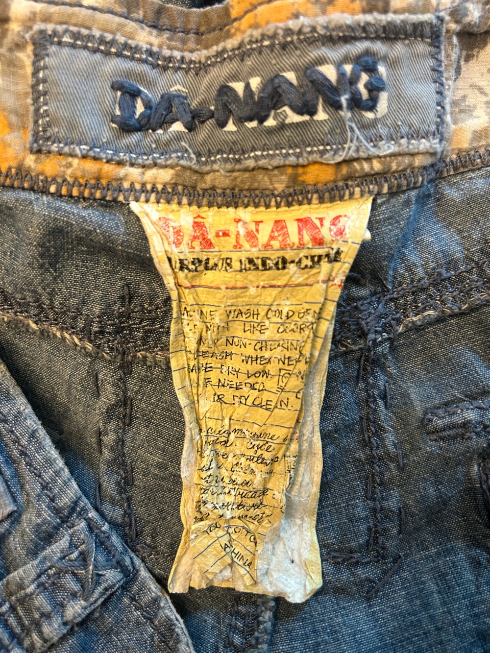 Y2K Da-Hang Chambray Denim Shorts Embroidered Laced Blue Large - Picture 9 of 10